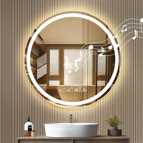 Round bathroom mirror - bathroom, with