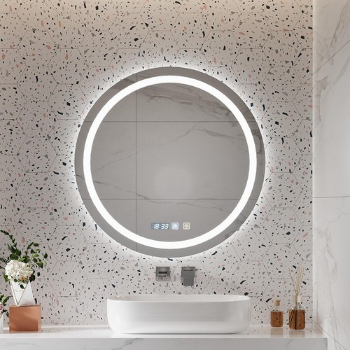 Round led bathroom wall mirror - round,