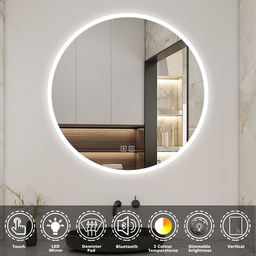 Round bathroom led mirror with - round,
