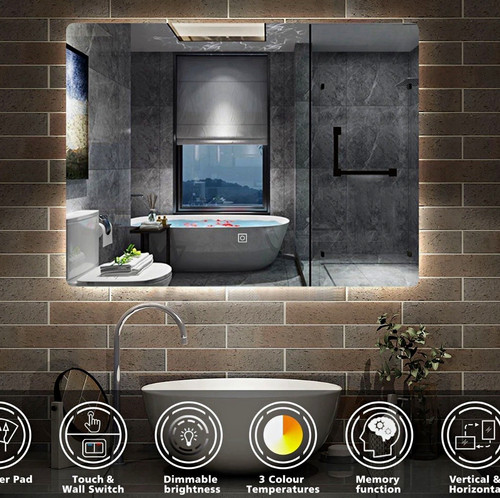 Led backlit bathroom mirror - led,