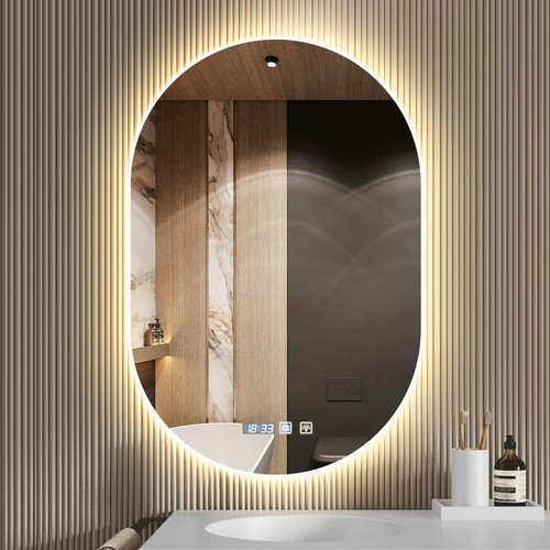 Led bathroom mirror oval - bathroom, with