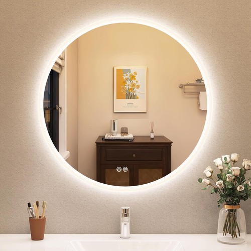 Round led bathroom wall mirror - led,